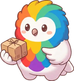 Hexy the multicolor owl mascot